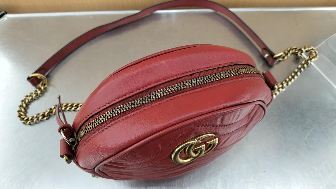 GUCCI　グッチ　ショルダーバッグ　GGマーモント　ブラウン　極美品‼️ GUCCI/グッチ】GGマーモント チェーンショルダーバッグ ブラウン