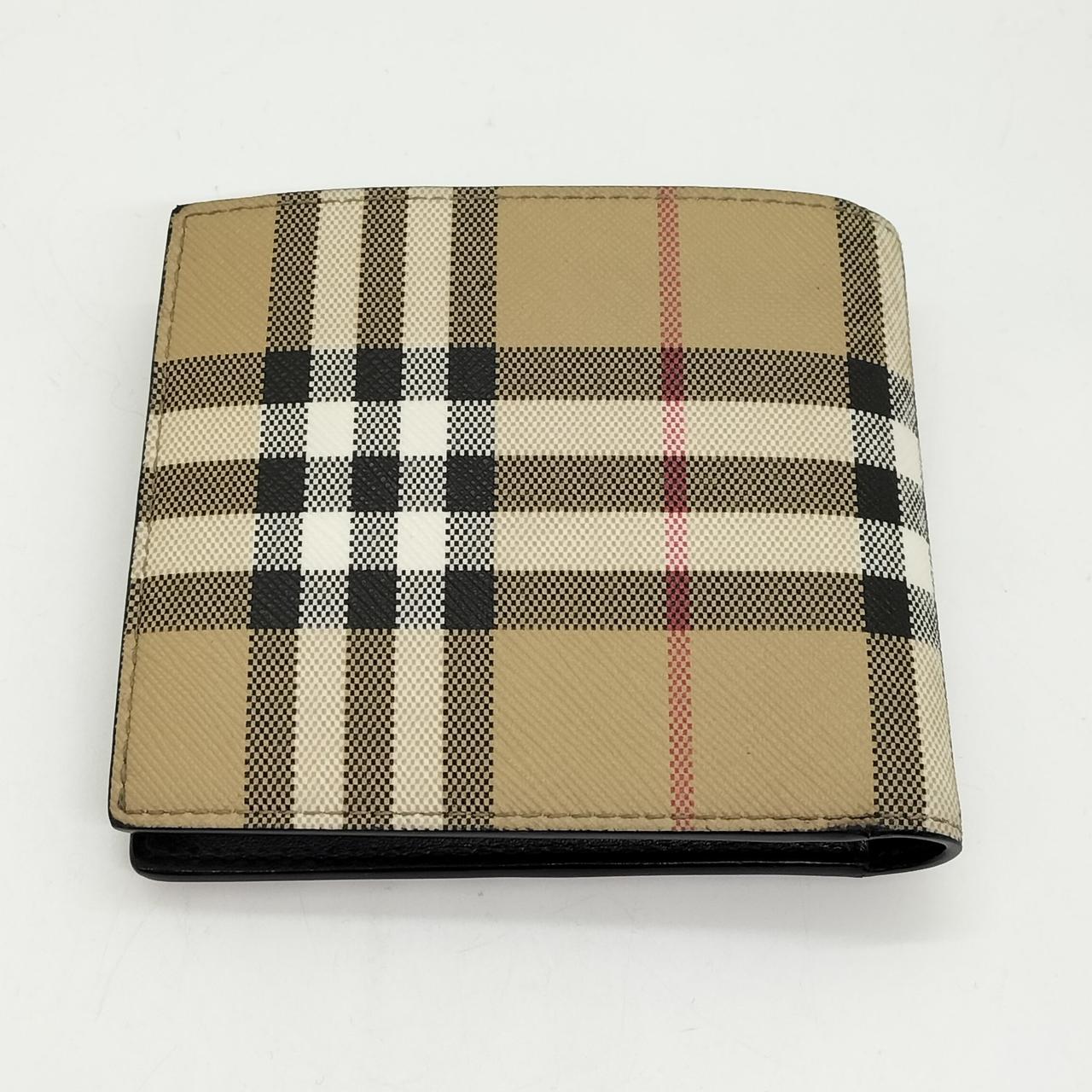 Burberry ストライプ 二つ折り財布　コンパクト財布　美品 BURBERRY バーバリー 二つ折り財布 メンズ レザー アイコン