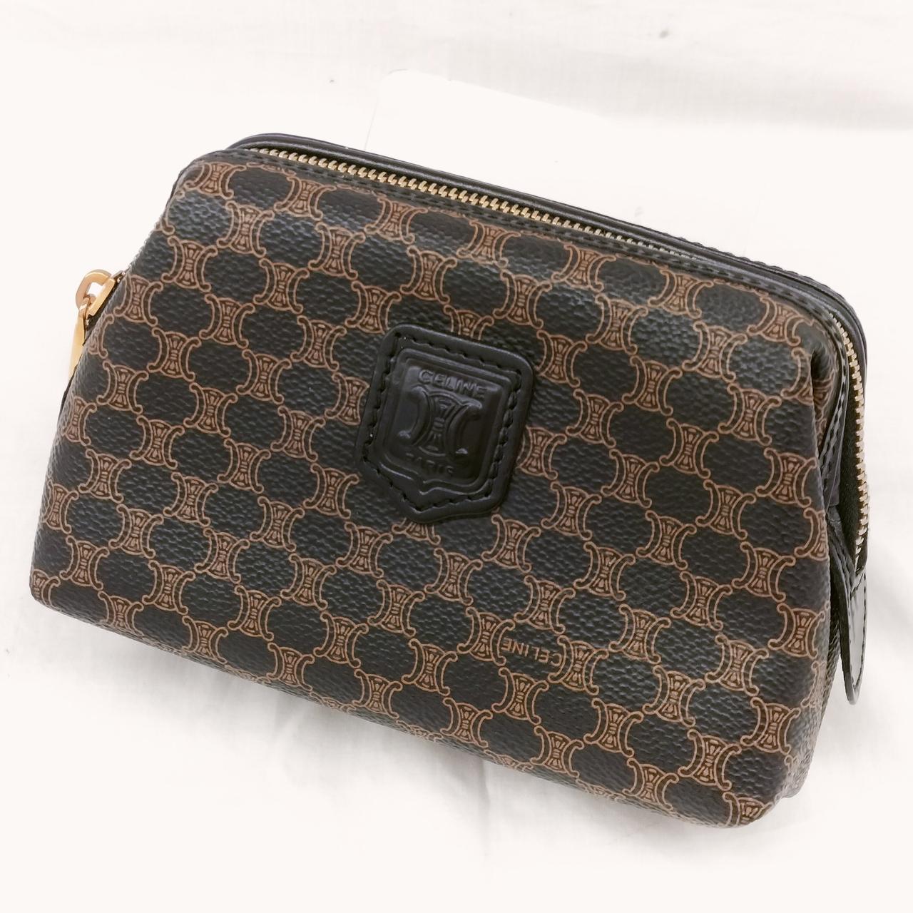 CELINE 黒マカダム柄ポーチ