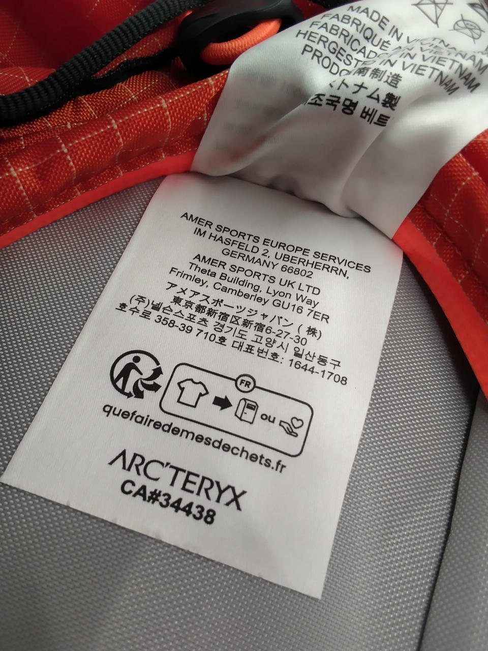 ARC’TERYX 型番：AERIOS 45 バックパック