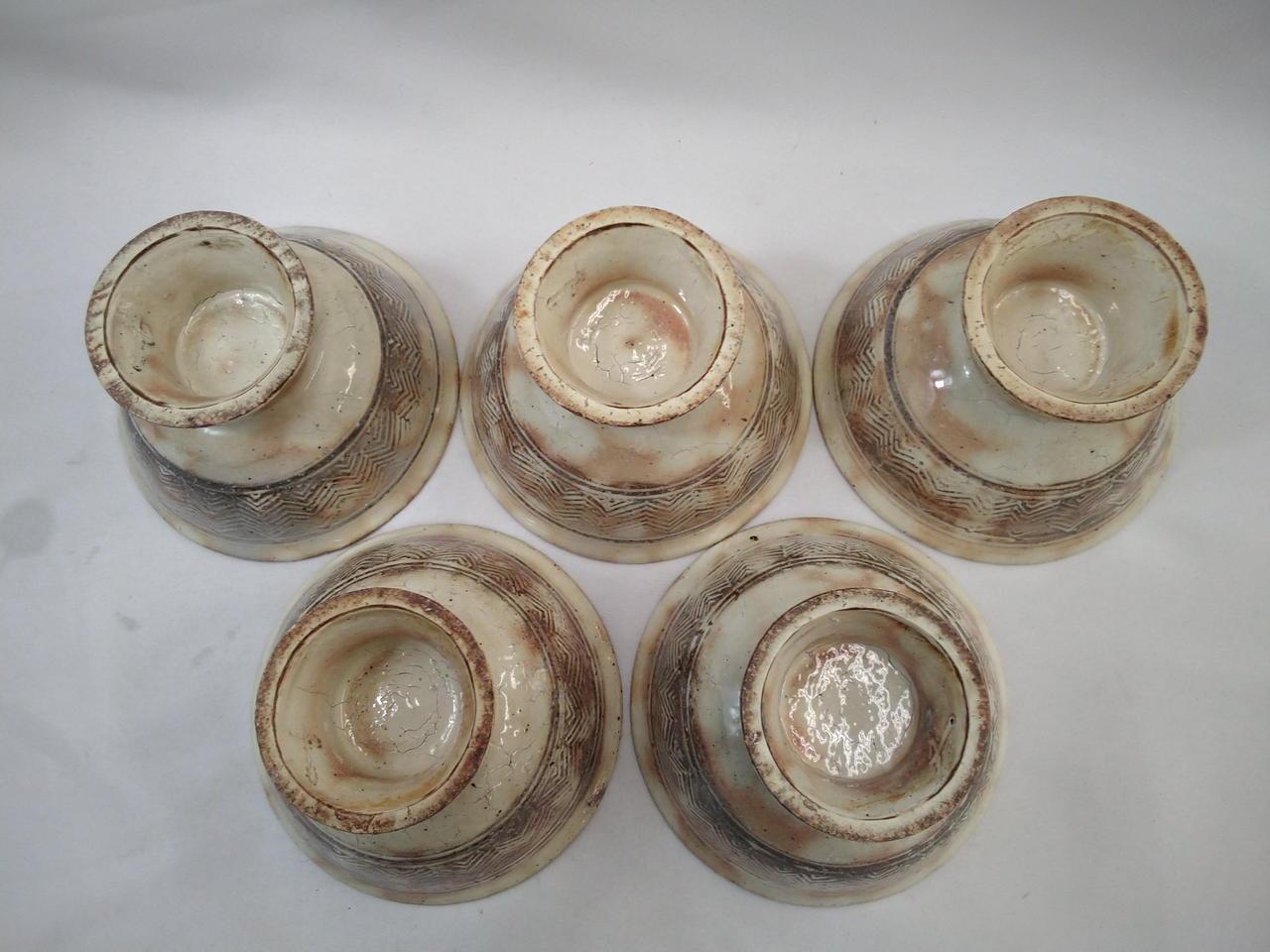 河村又次郎　火変り杯5客　粉引　脚付杯 酒器 河村又次郎 火変り杯5客 粉引 脚付杯 酒器 河村又次郎