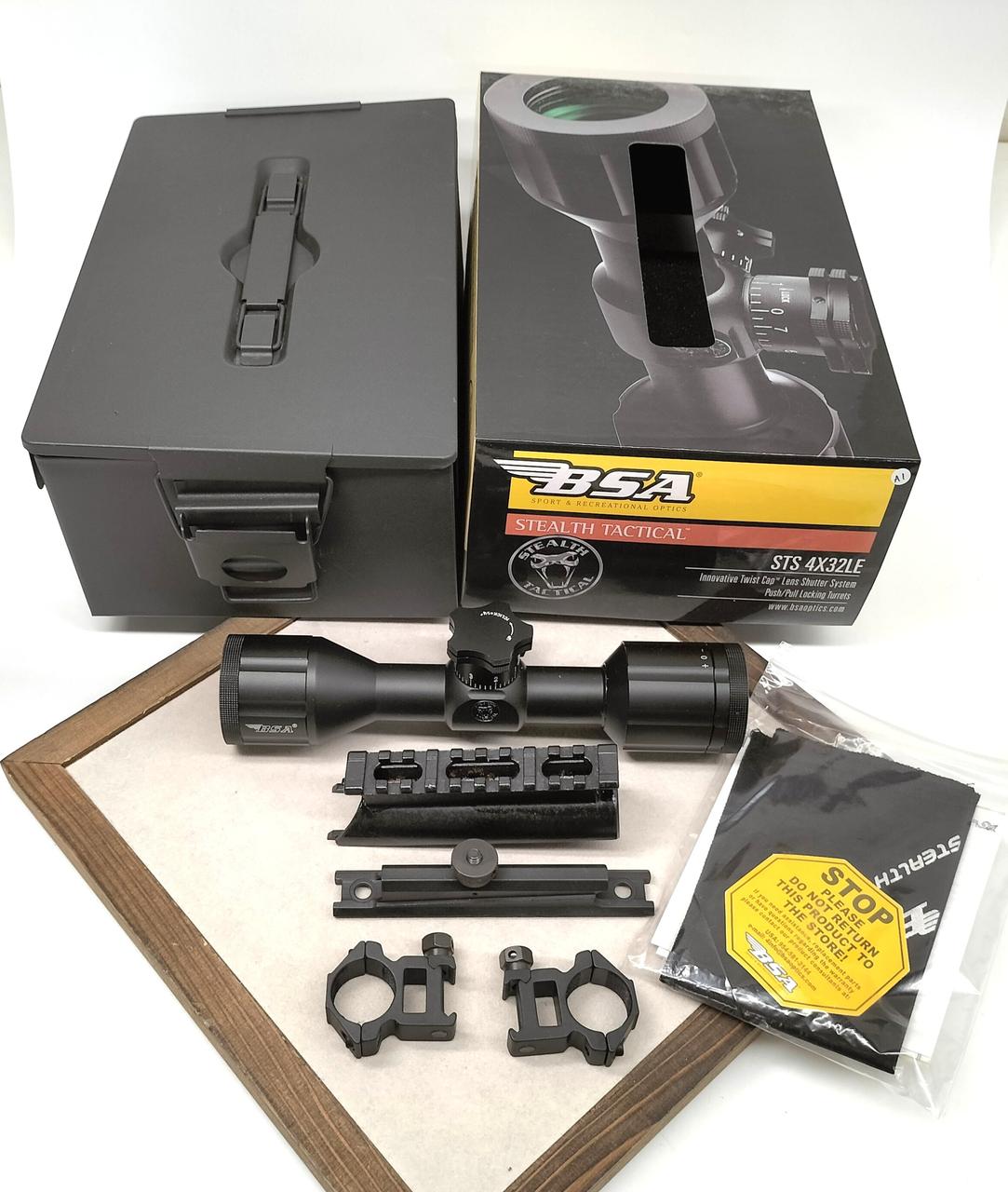 新品未使用　BSA製 タクティカル スコープ STS 4x32LE 金属箱付き 新品未使用 BSA製 タクティカル スコープ STS 4x32LE 金属箱付き