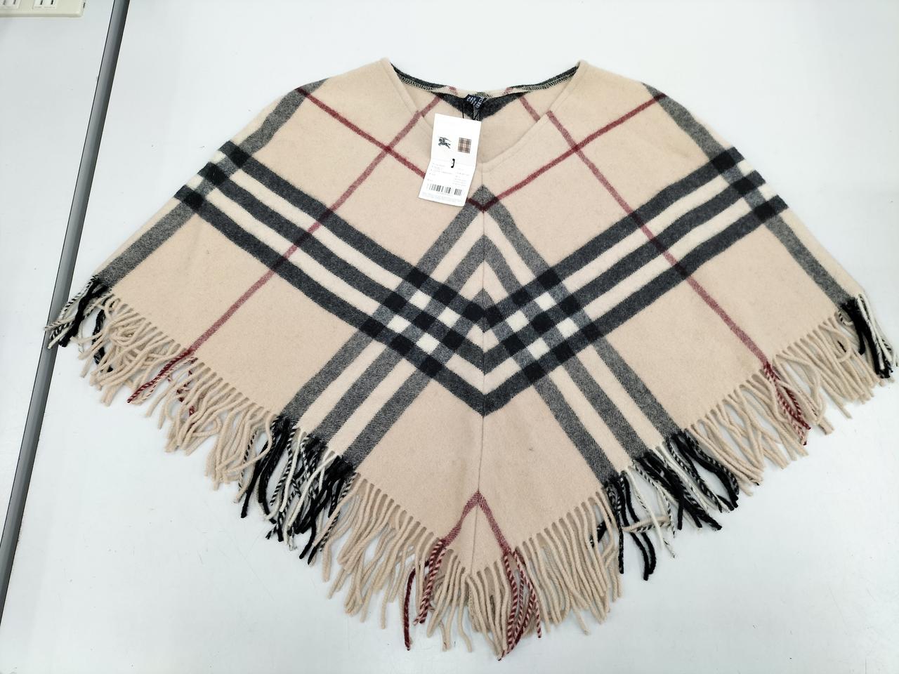Burberry チェック柄ポンチョ 関税負担なし！ Burberry(バーバリー) チェック柄フリンジケープ