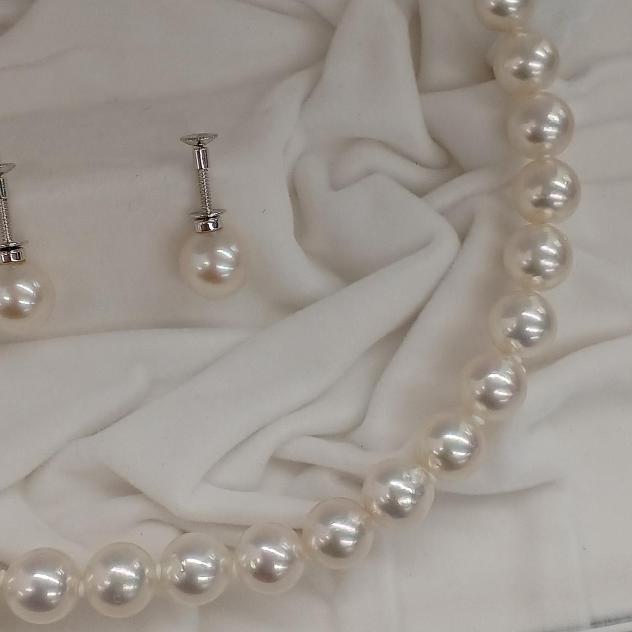 高島屋|アコヤ真珠 ネックレスN・イヤリングE 真珠鑑別書付|【ハード