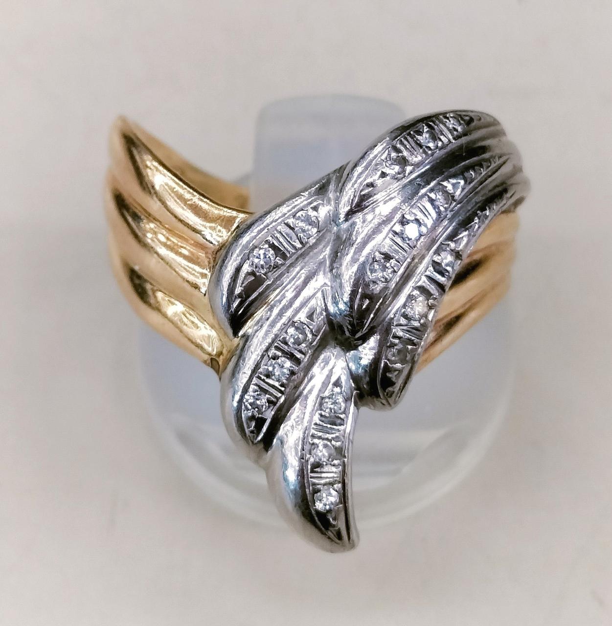 6.6g/D0.12CT|K18 Pt900 ダイヤモンド付きデザインコンビリング