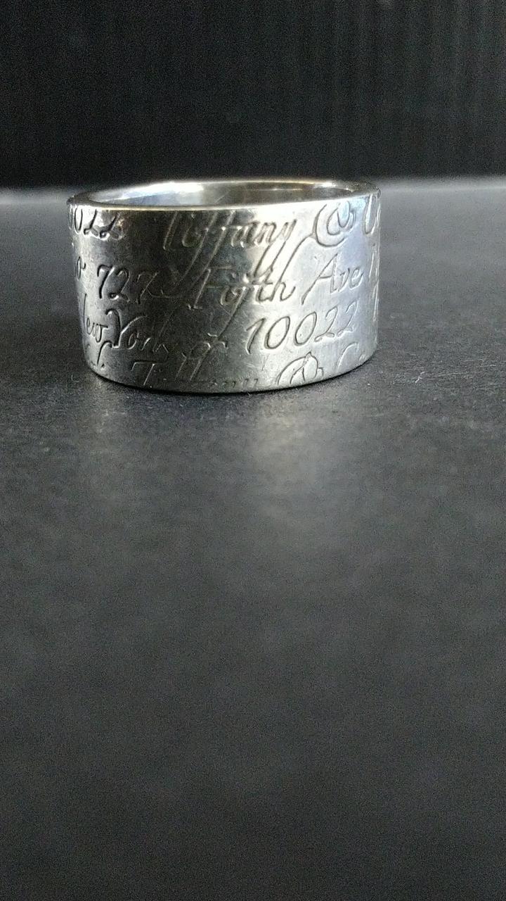 ティファニー リング ノーツ ワイド Tiffany & Co. ノーツワイドリング指輪10.5号