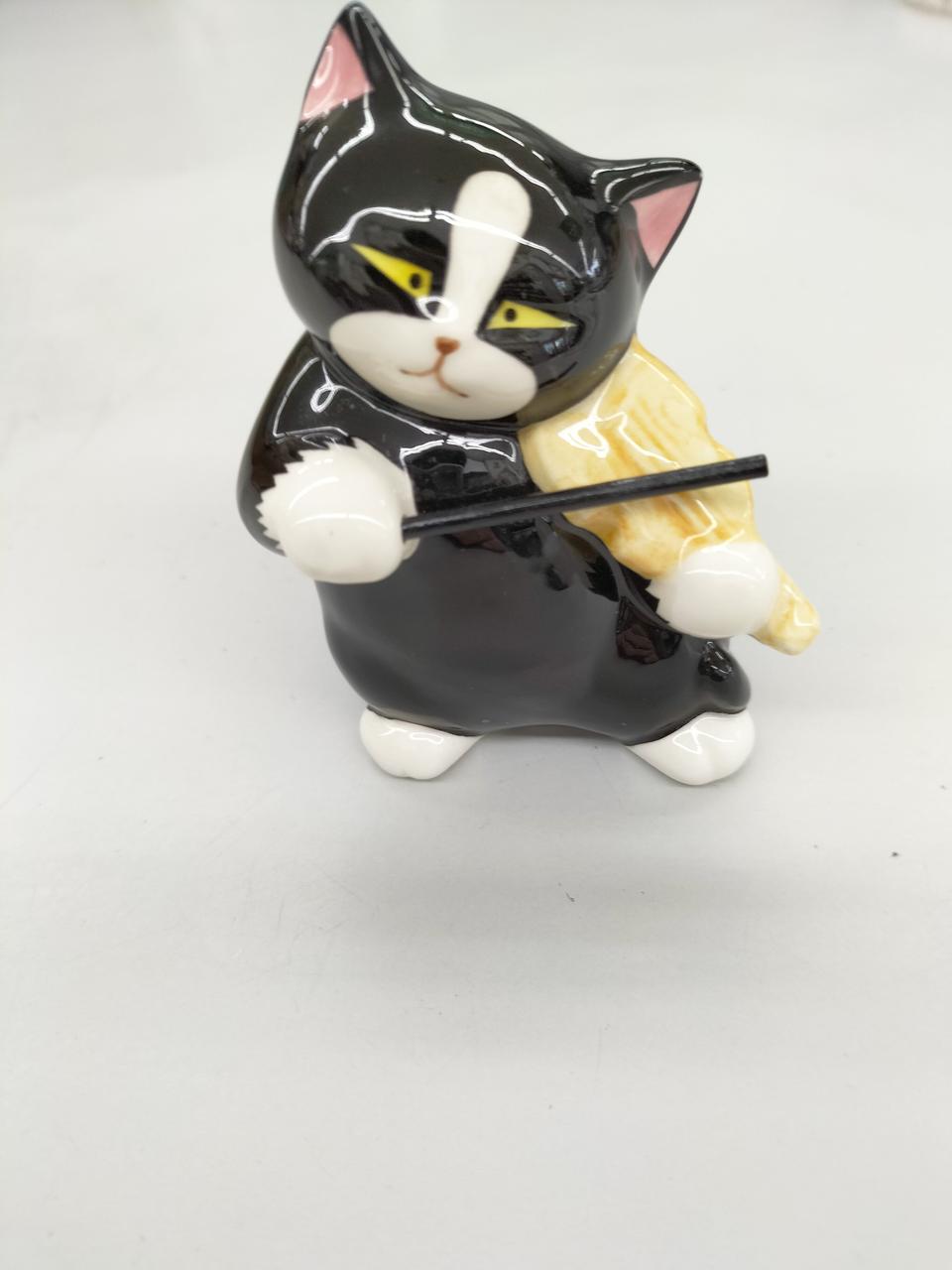 黒猫楽団 セブンコーポレーション 黒猫楽団 オーケストラ 猫 陶器 置物