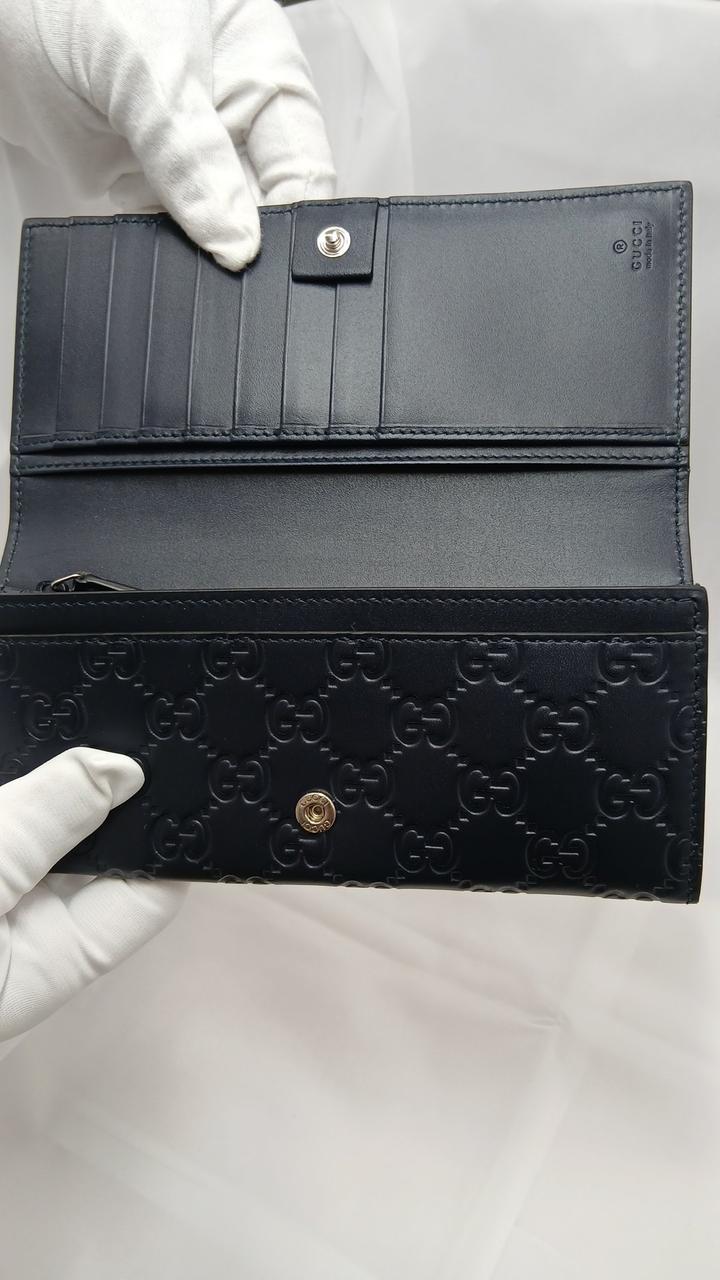 早い者勝ち　GUCCI グッチ　長財布　二つ折り　財布　レザー　紺　シルバーロゴ グッチ(GUCCI)|レザー長財布|【ハードオフ公式通販】オフモール
