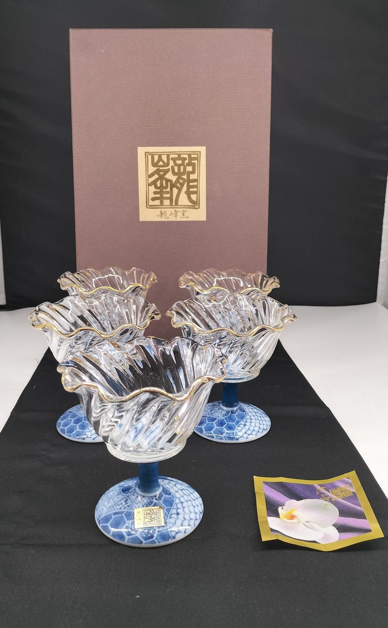 有田焼 - 三洋陶器 龍峰窯 林斎 絵変わり ガラスデザート鉢揃 5