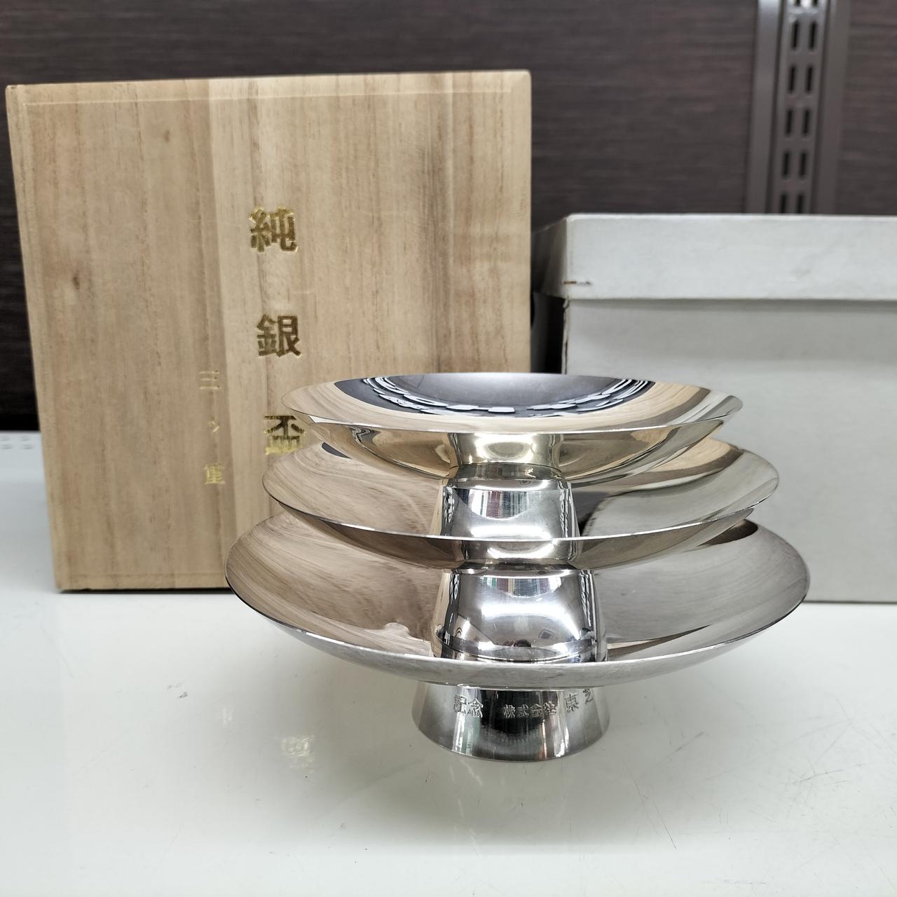 純銀　皿　銀盃　銀杯　刻印　2点セット　160g 純銀 皿 銀盃 銀杯 刻印 2点セット 160g （Yahoo!オークション