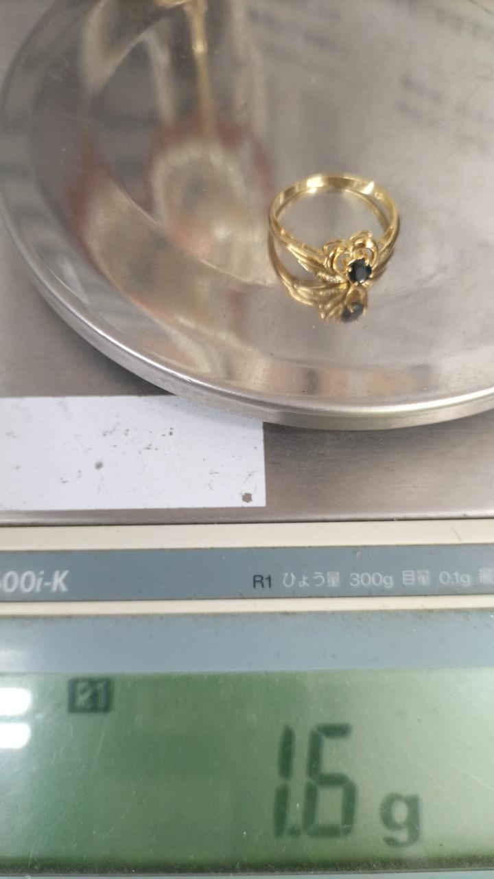 オーバルカット黒石リング ケース付き 14k オーバルカット黒石リング ケース付き 14k