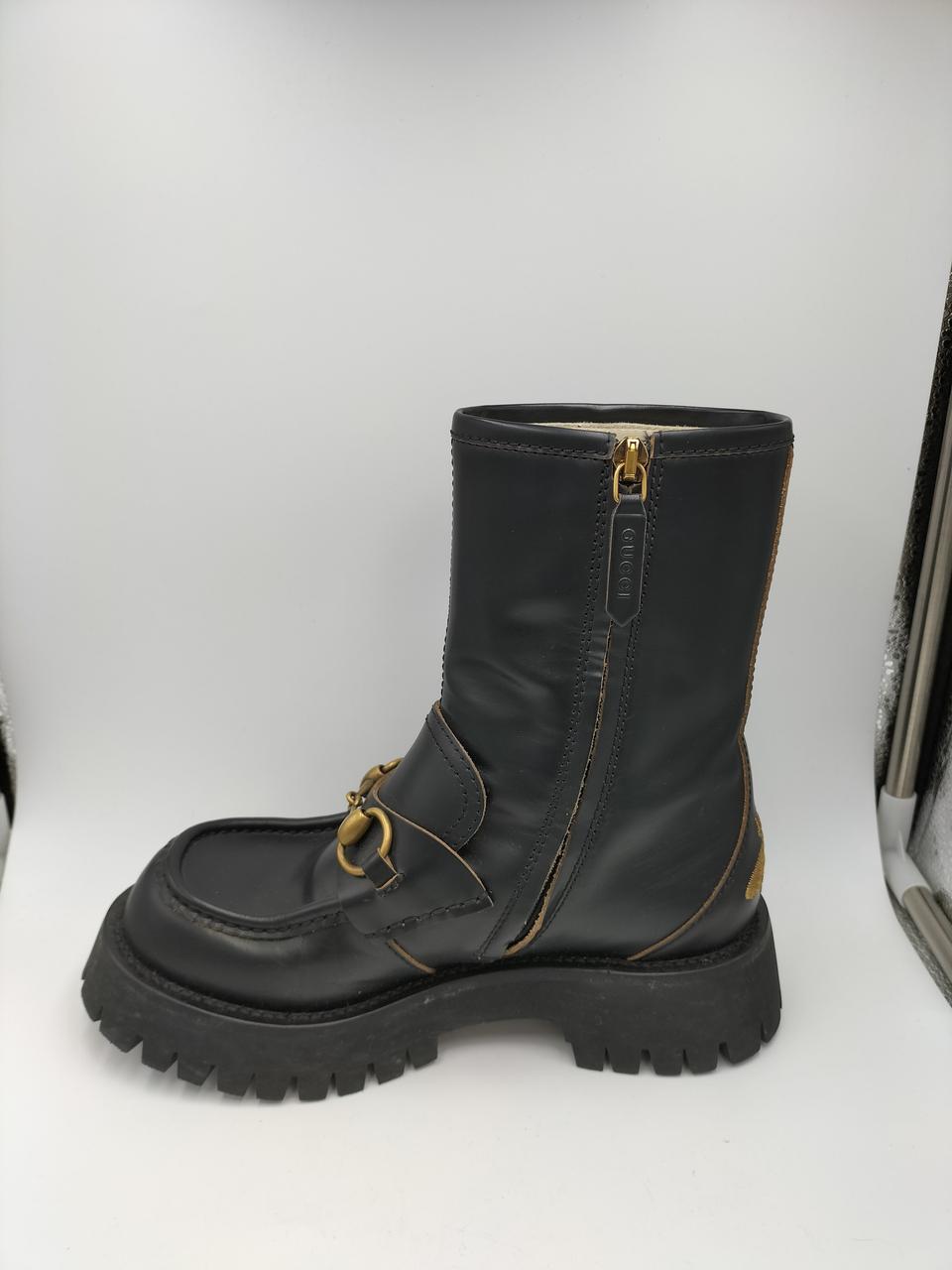 【シーズンオフ価格】GUCCI ツイードブーツ 新作♪GUCCI GG ベルト付き レザー ブーツ ラグソール (GUCCI