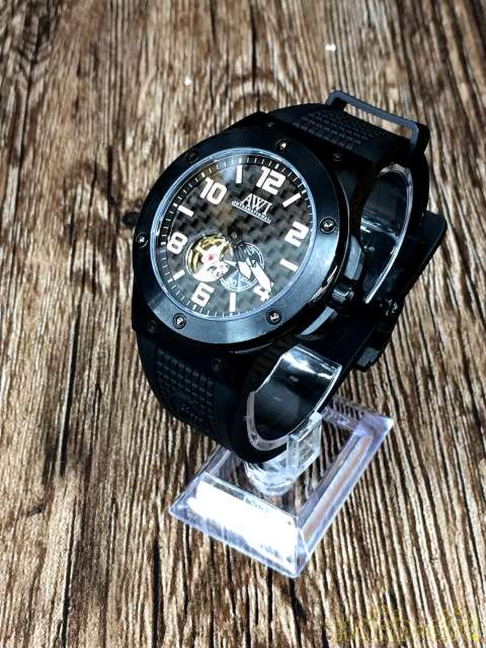 AWI AW9008A エアロドライブ AT 自動巻き 裏スケルトン BK×オレンジ