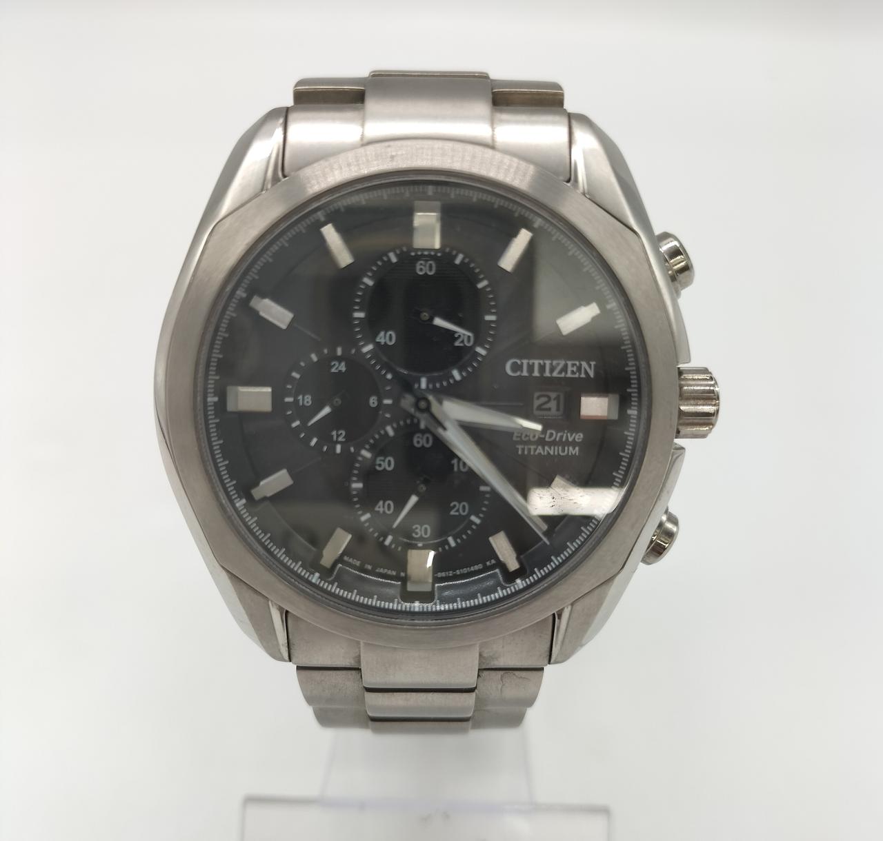 腕時計 CITIZEN 電波ソーラー クロノグラフ B612-S068576 CITIZEN ☆良品【CITIZEN】シチズン エコドライブ クロノグラフ
