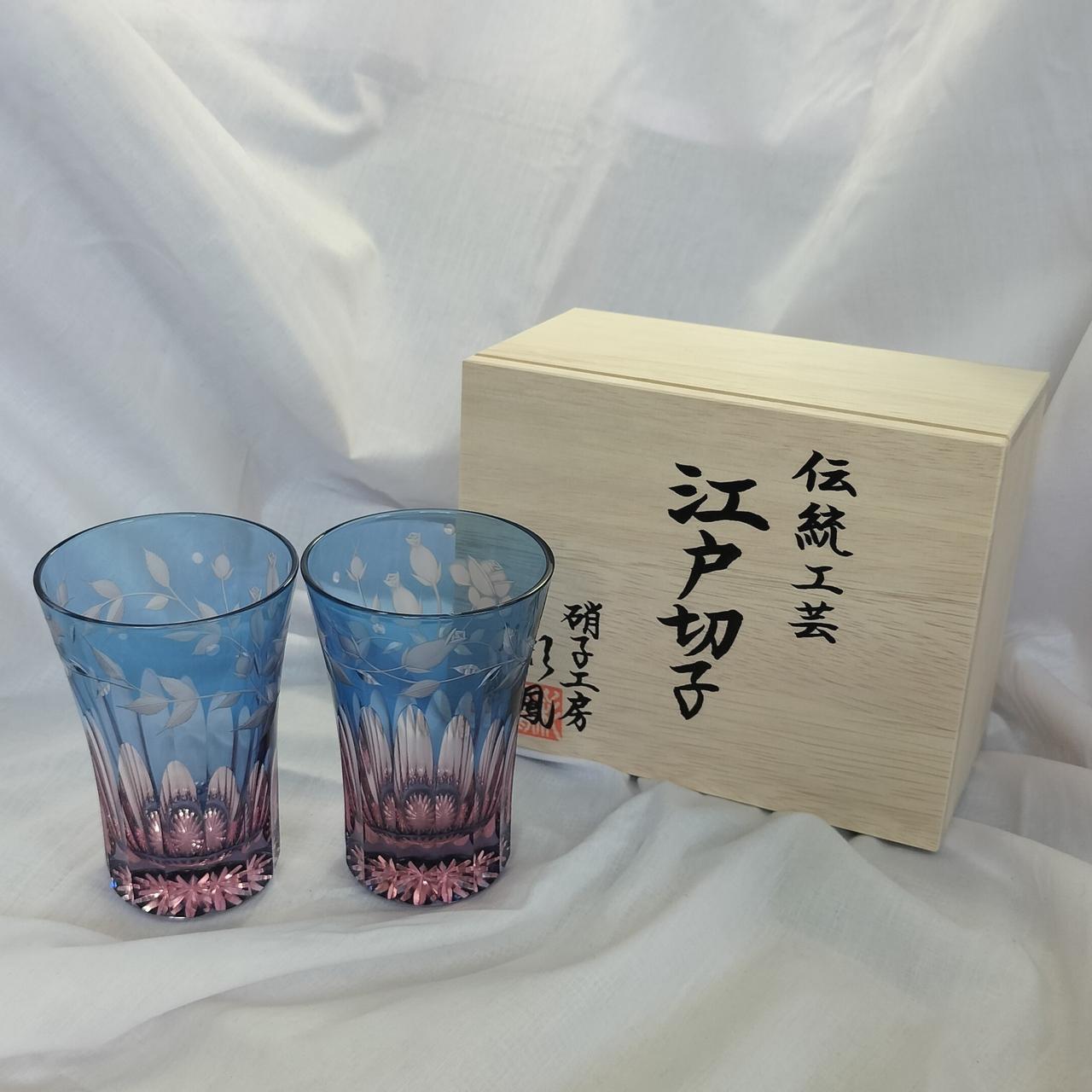 江戸切子　ペアタンブラー 江戸切子 天開タンブラー | 桜文様 | ペア | ミツワ硝子