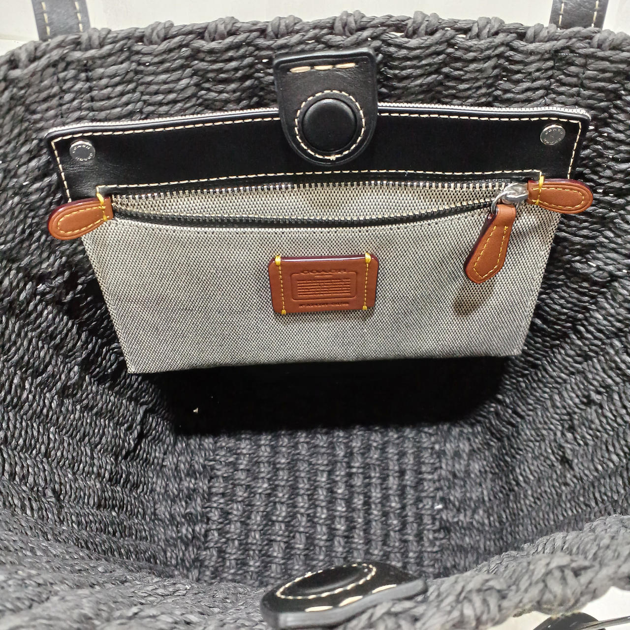 COACH ストロートートバッグ ベージュ×ブラック コーチ モノグラムシティトートバッグ COACH | 京都通販ミセスの