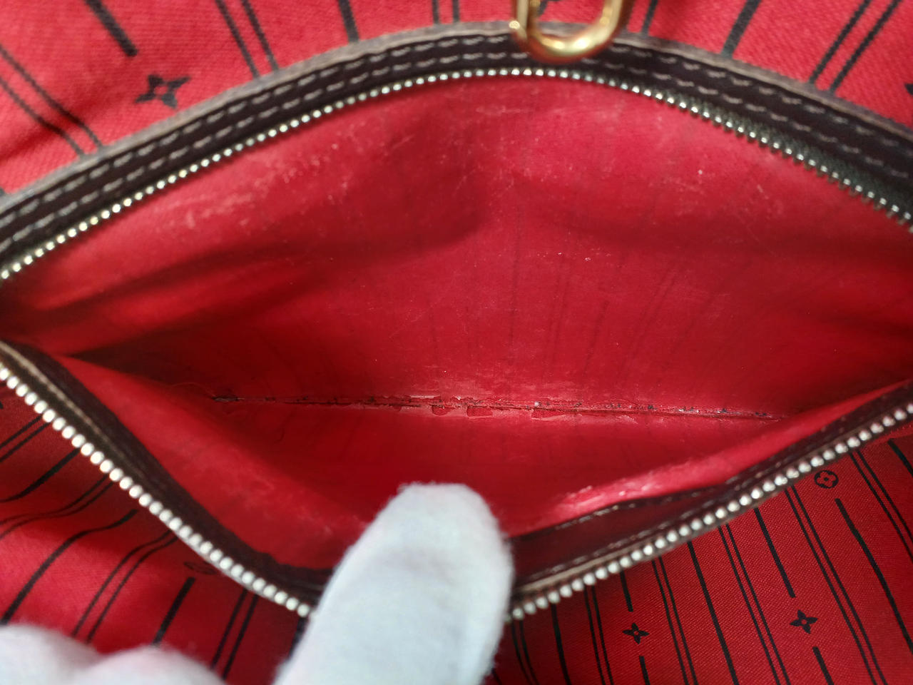 内側ポーチ劣化剥がれ