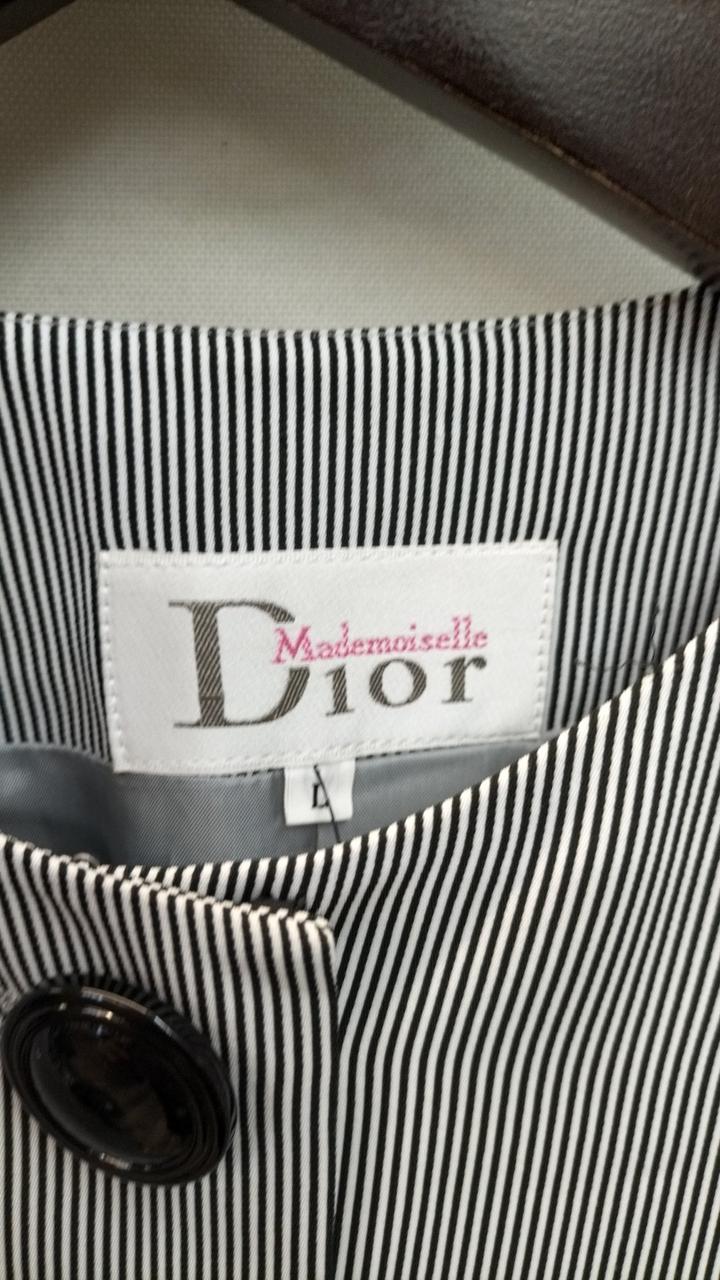 MADEMOISELLE DIOR|ノーカラーストライプコート|HARDOFFオフ