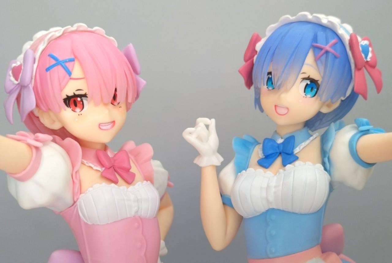 Furyu Yumekawa Maid Rem & Ram Set With Bonus Tenitol ITq72