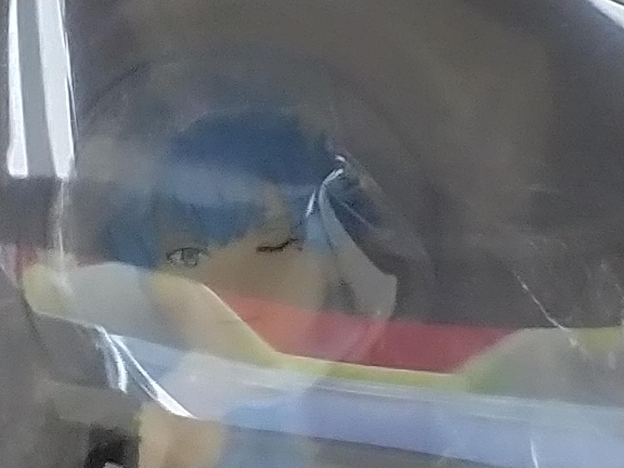 顔付近のブリスターが凹んでいます。