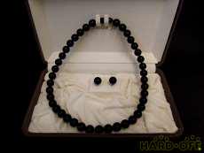 ジェットネックレス　ピアスセット|天然ジェットネックレス