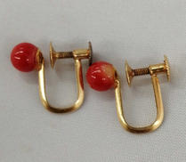 K18珊瑚付イヤリング|K18