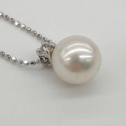 K18WG1粒パールネックレス|宝石付きネックレス