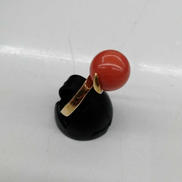 K18オレンジ石付リング|-