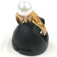 K18リング　白石付き|-