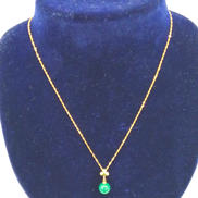 K18緑石付きネックレス|-