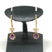 K18雫型石付きピアス|‐