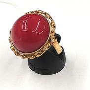 K18リング　赤石|-