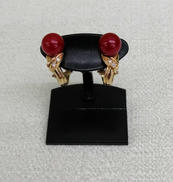 K18ダイヤ珊瑚イヤリング|K18