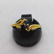 K18YG青色石付きリング|K18