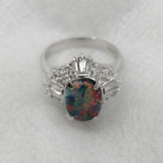 虹色/透明石付きリング|PT900