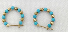 水色石付フープピアス|K18
