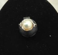 白玉付リング|K14WG