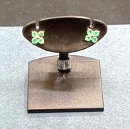 緑石付ピアス|K10WG