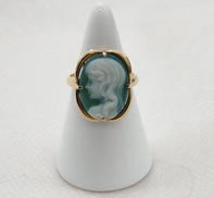 緑プレート付きリング|K18