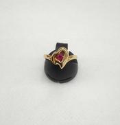 ハート赤石付リング|K18