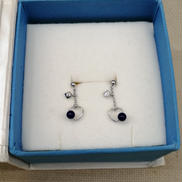 青石付きピアス|K10WG