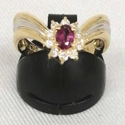 K18、PT900リング|宝石付きリング