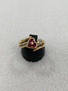 リング （ハート）赤石☓3・透明石☓7|K18