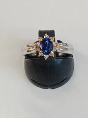 K18/PT900石付きリング|K18/PT900