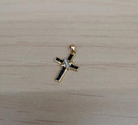 K18YG PT900 ネックレストップ|透明石 黒石付