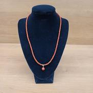 K18YG玉付ネックレス|赤玉石付