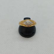 K18YGPT900リング 14号|透明石付き0.04刻印有