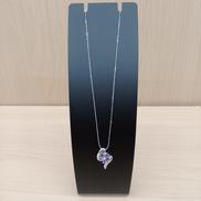 K14WGネックレス 38CM|紫色 透明石付 0.01刻印有り