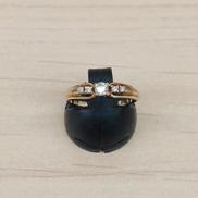 K18YGリング　13号|透明石付 0.19刻印