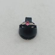 K10WGリング10号|透明石ピンク石付き